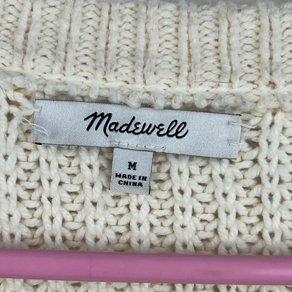 Madewell Shirttail Cardigan Sweater Chunky Size M Antique Cream - Picture 7 of 10